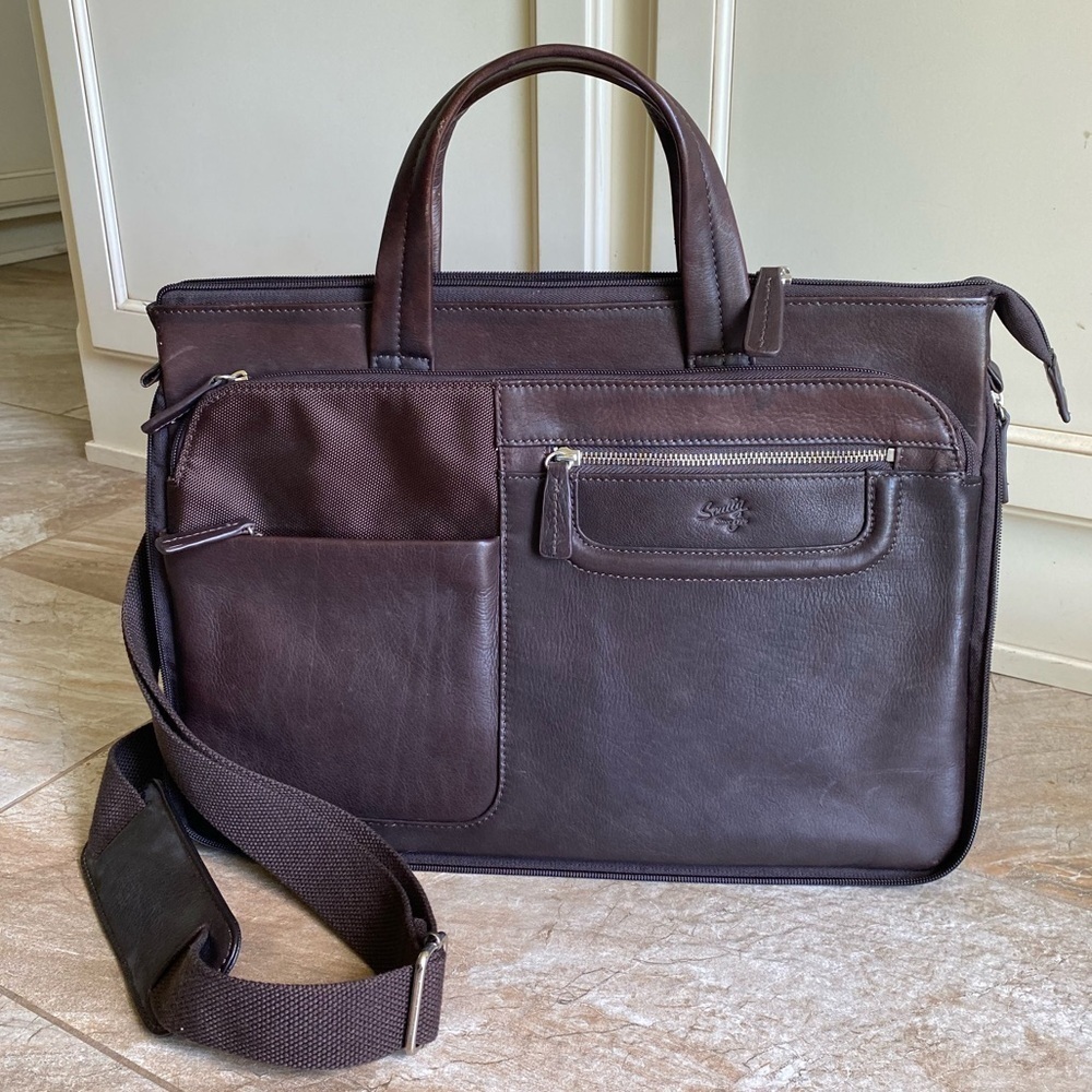 Scully Gusset Chocolate Laptop Briefcase - Picture 3 of 16
